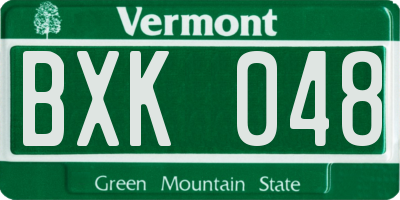 VT license plate BXK048