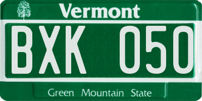 VT license plate BXK050