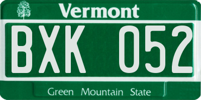 VT license plate BXK052