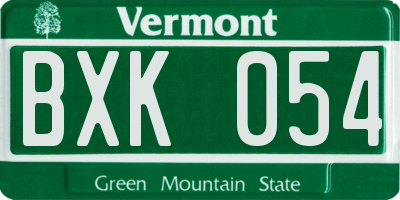 VT license plate BXK054