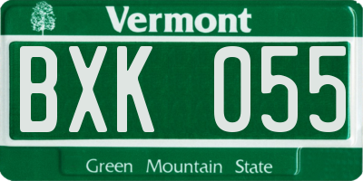 VT license plate BXK055