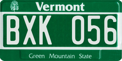 VT license plate BXK056