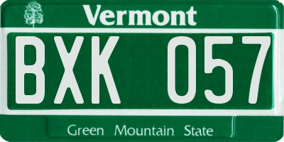 VT license plate BXK057