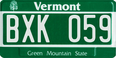 VT license plate BXK059