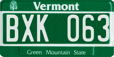 VT license plate BXK063