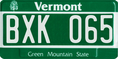 VT license plate BXK065