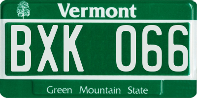 VT license plate BXK066