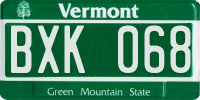 VT license plate BXK068