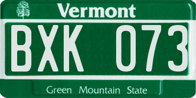VT license plate BXK073