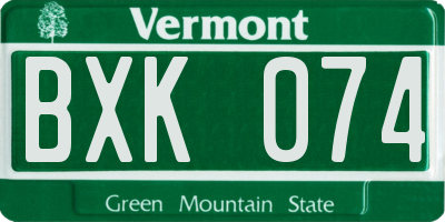 VT license plate BXK074