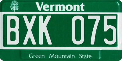 VT license plate BXK075