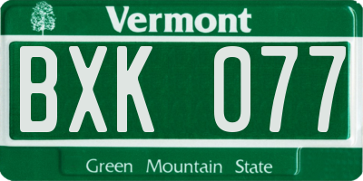VT license plate BXK077