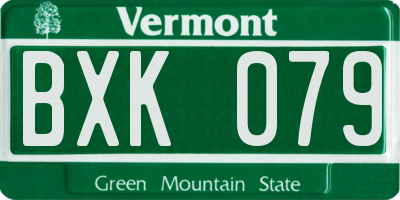 VT license plate BXK079