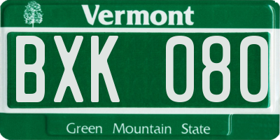 VT license plate BXK080