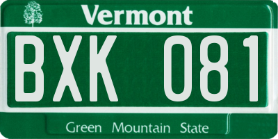 VT license plate BXK081