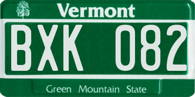 VT license plate BXK082