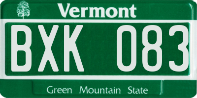 VT license plate BXK083