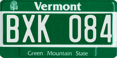 VT license plate BXK084