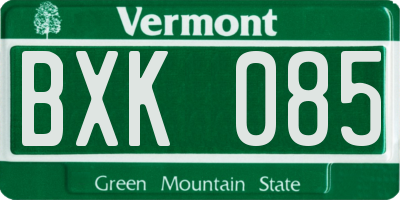 VT license plate BXK085
