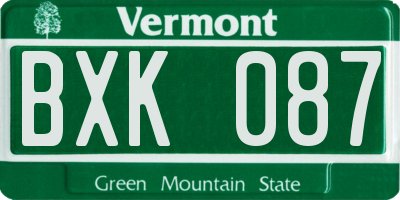 VT license plate BXK087