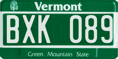 VT license plate BXK089