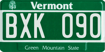 VT license plate BXK090