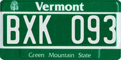 VT license plate BXK093
