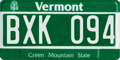 VT license plate BXK094