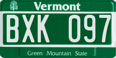 VT license plate BXK097