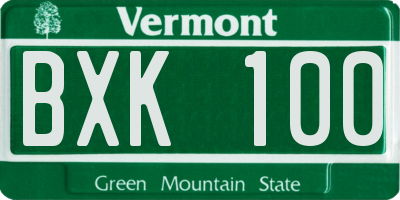 VT license plate BXK100