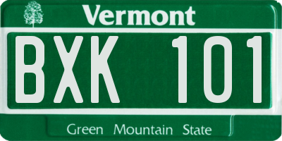 VT license plate BXK101