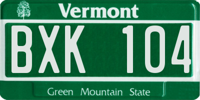 VT license plate BXK104