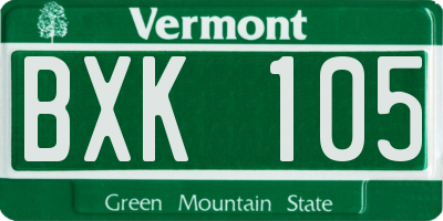 VT license plate BXK105