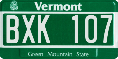 VT license plate BXK107