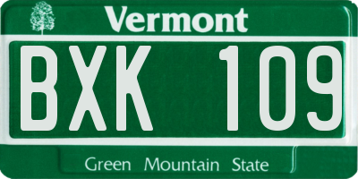 VT license plate BXK109