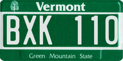 VT license plate BXK110
