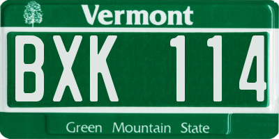 VT license plate BXK114