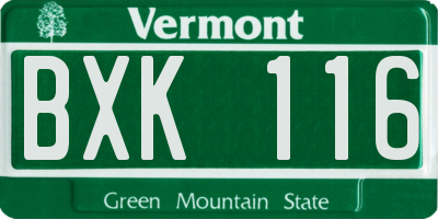 VT license plate BXK116