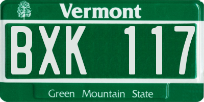 VT license plate BXK117