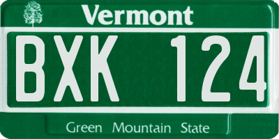 VT license plate BXK124