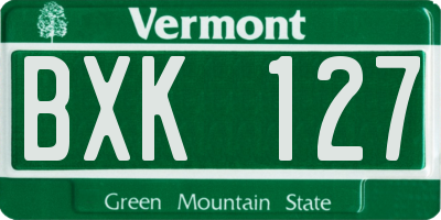 VT license plate BXK127