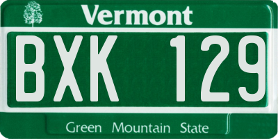 VT license plate BXK129