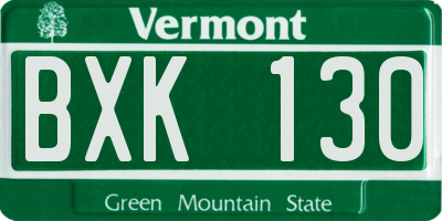 VT license plate BXK130