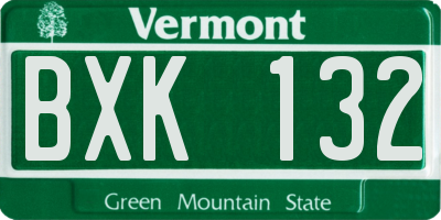 VT license plate BXK132