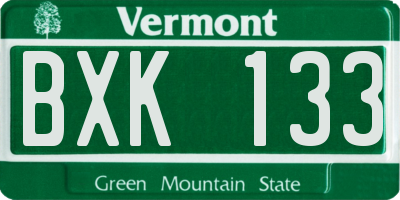 VT license plate BXK133