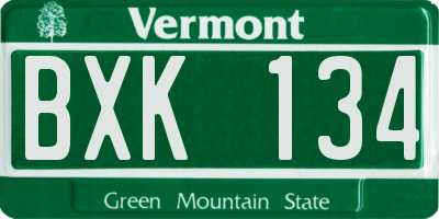 VT license plate BXK134
