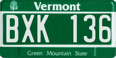 VT license plate BXK136