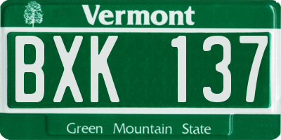 VT license plate BXK137