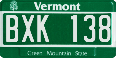 VT license plate BXK138