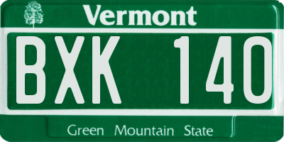 VT license plate BXK140